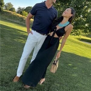 Black Cutout Maxi Dress with Front Tie